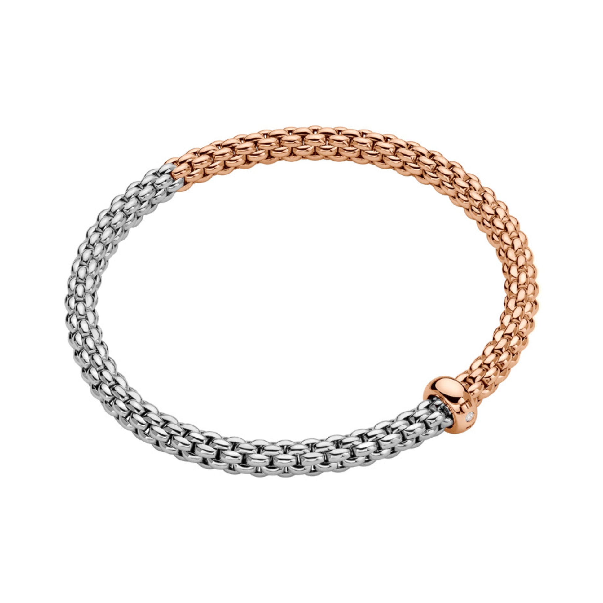 Solo Flex'it Armband mit zweifarbigem Geflecht, Bicolor-Gold • Diamant von FOPE (01M06B2_BB_1_XRX_0XS)