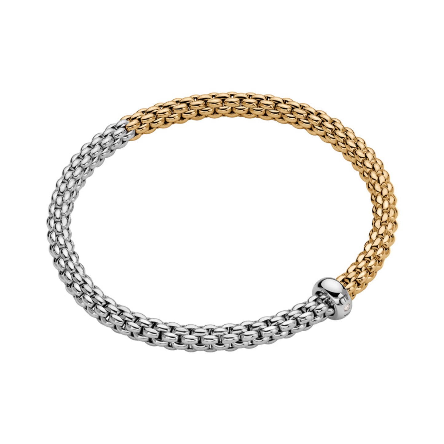 Solo Flex'it Armband mit zweifarbigem Geflecht, Bicolor-Gold • Diamant von FOPE (01M06B2_BB_2_XBX_0XS)