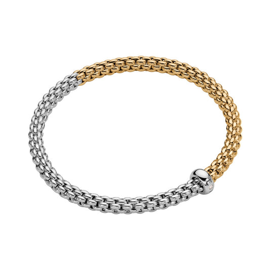 Solo Flex'it Armband mit zweifarbigem Geflecht, Bicolor-Gold • Diamant von FOPE (01M06B2_BB_2_XBX_0XS)