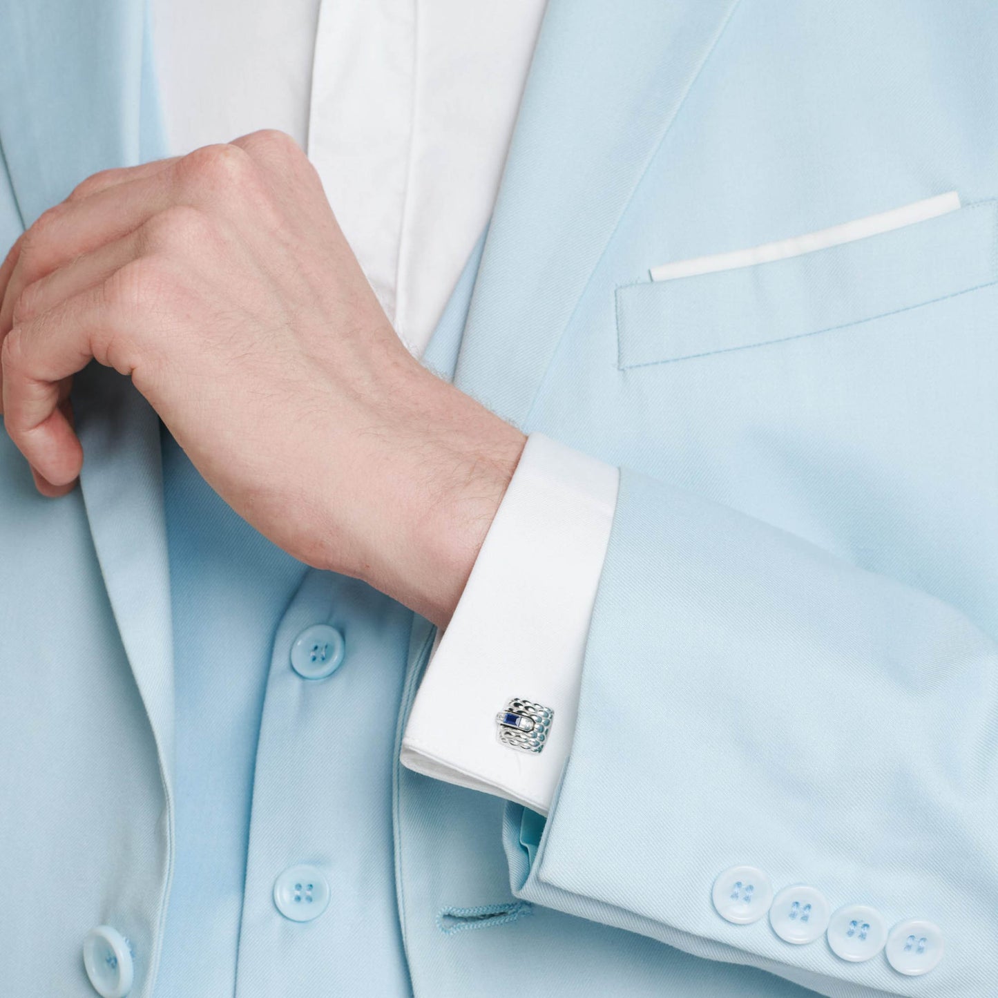 Vendôme Manschettenknöpfe mit Saphir, Weißgold • Diamant • Saphir von FOPE (00902GX_B2_B_XXX_000)