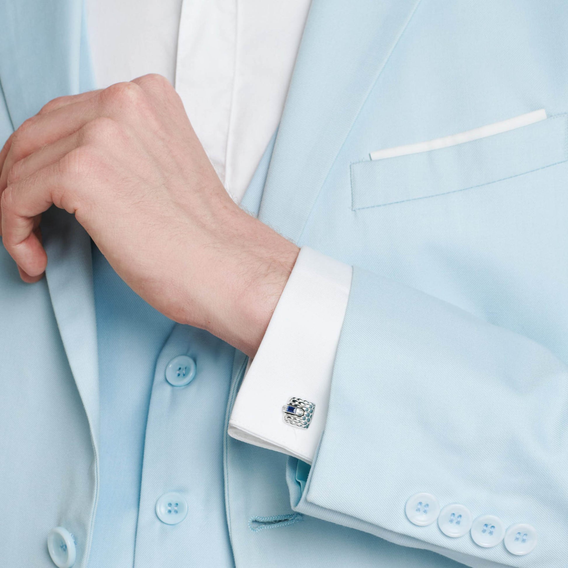 Vendôme Manschettenknöpfe mit Saphir, Weißgold • Diamant • Saphir von FOPE (00902GX_B2_B_XXX_000)