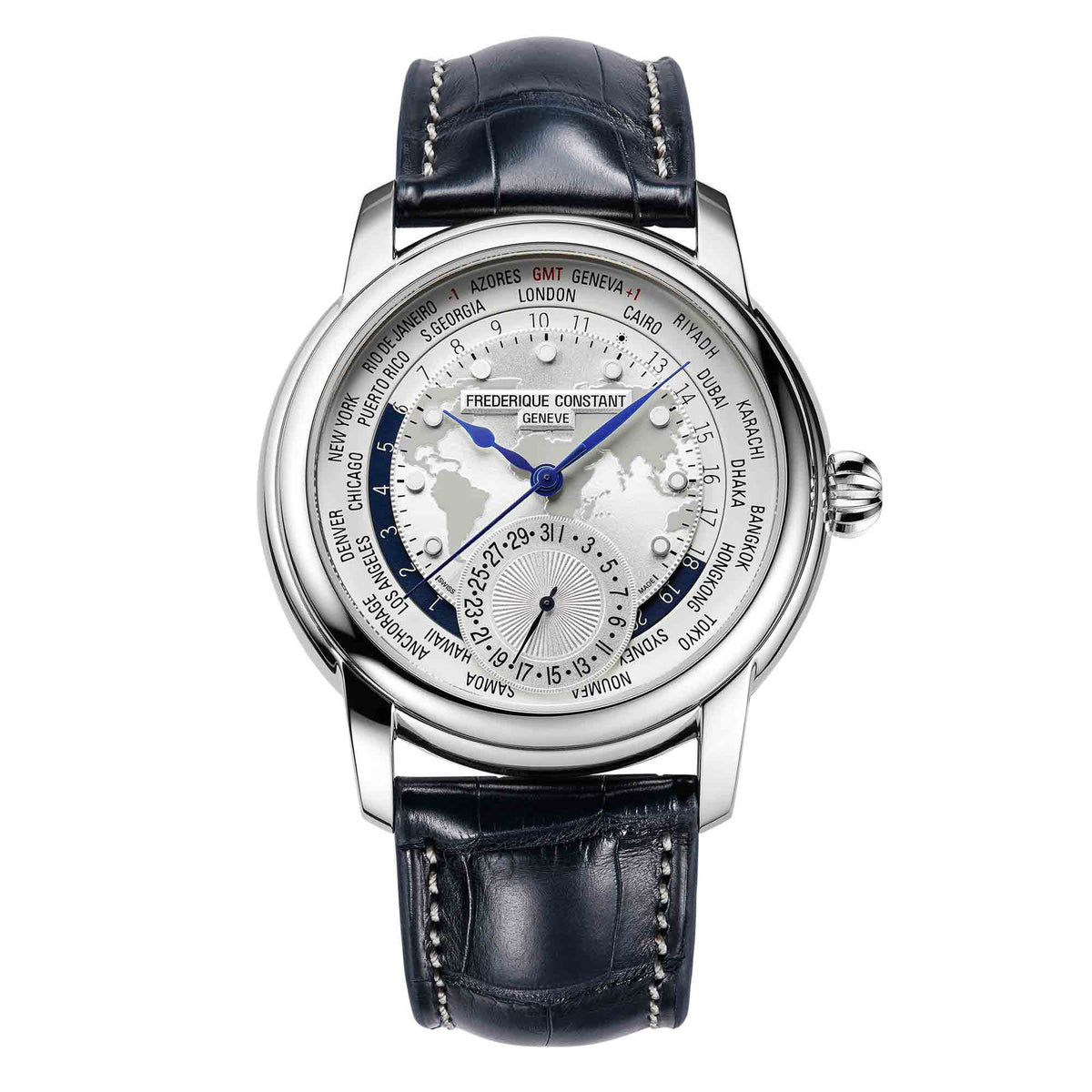 Frederique Constant Classic Worldtimer Manufacture (FC-718WM4H6) aus Silber