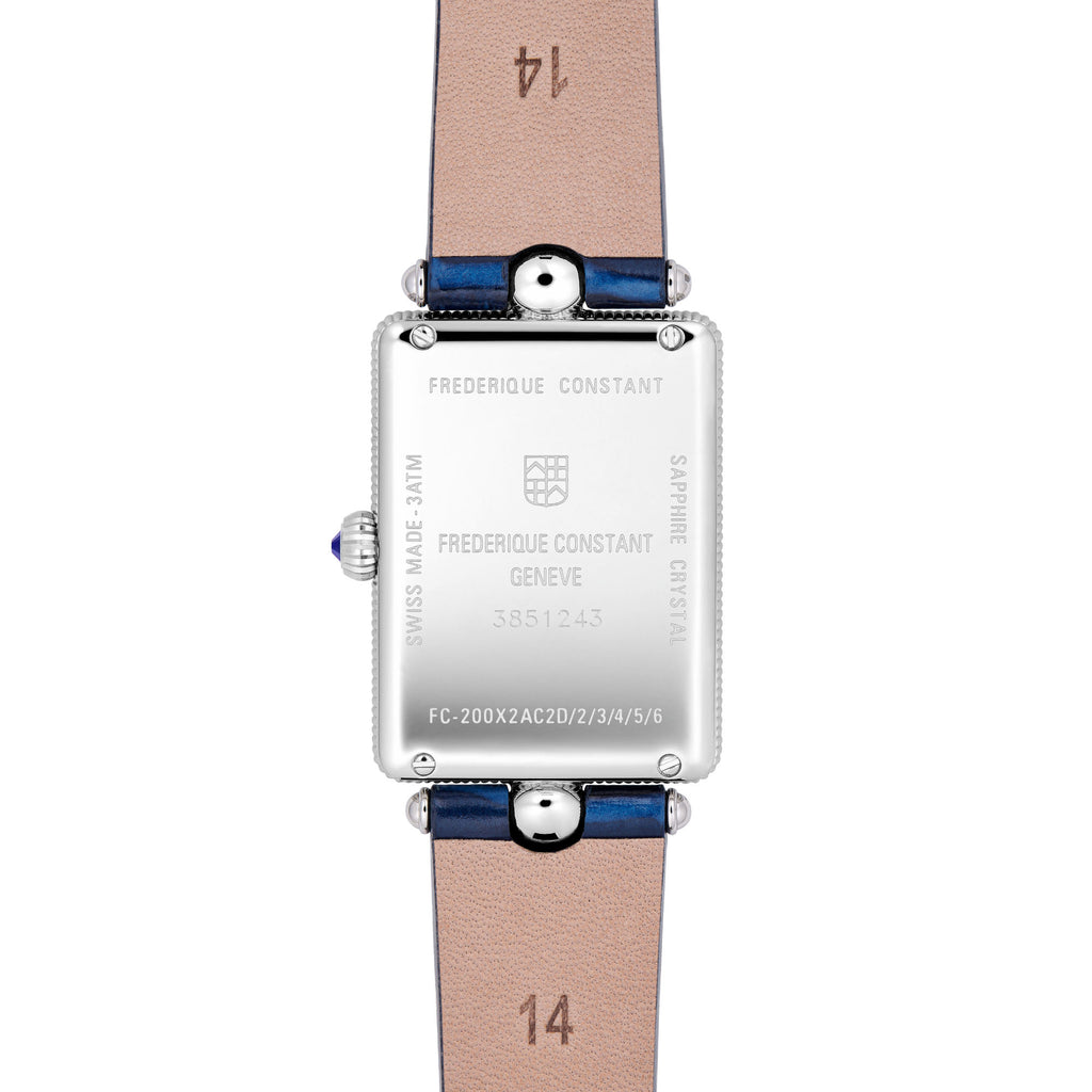 Frederique Constant Classics Art Deco Carree (FC-200MPW2AC2D6) aus Leder, Edelstahl mit Diamant und Perlmutt