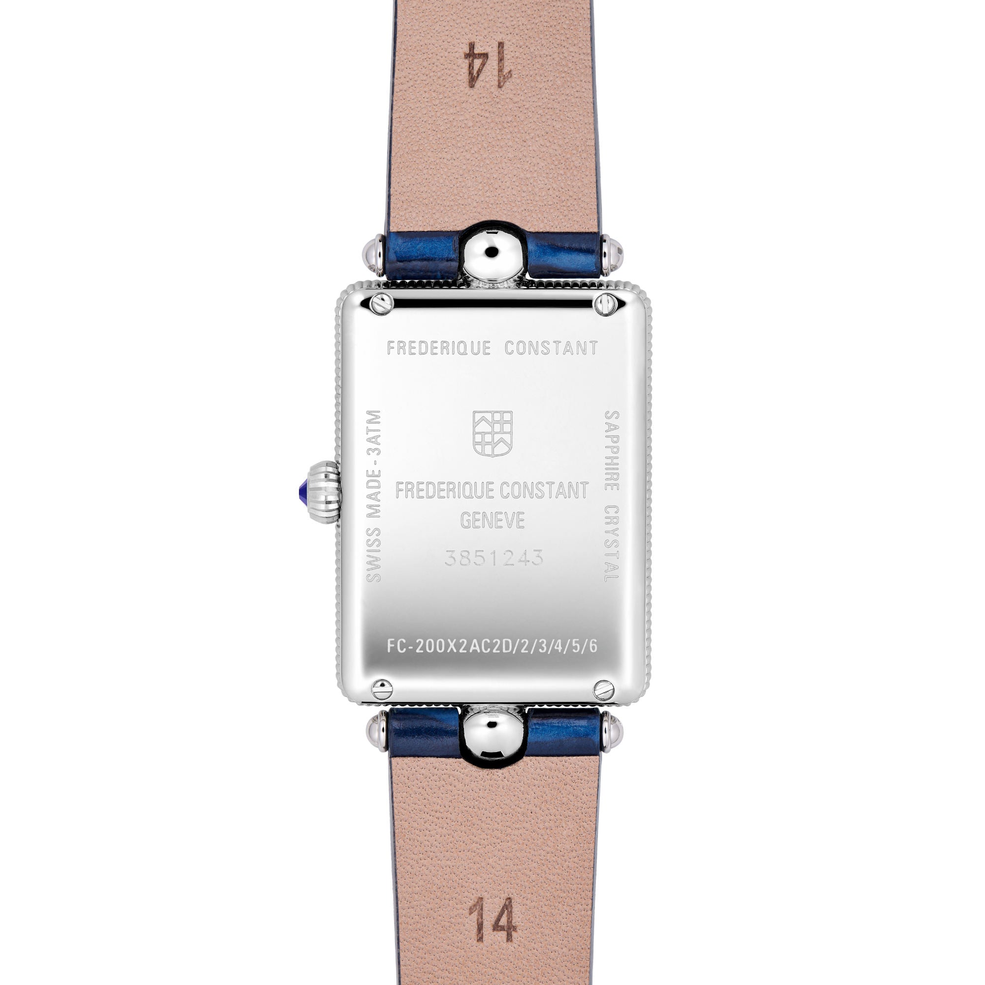 Frederique Constant Classics Art Deco Carree (FC-200MPW2AC2D6) aus Leder, Edelstahl mit Diamant und Perlmutt