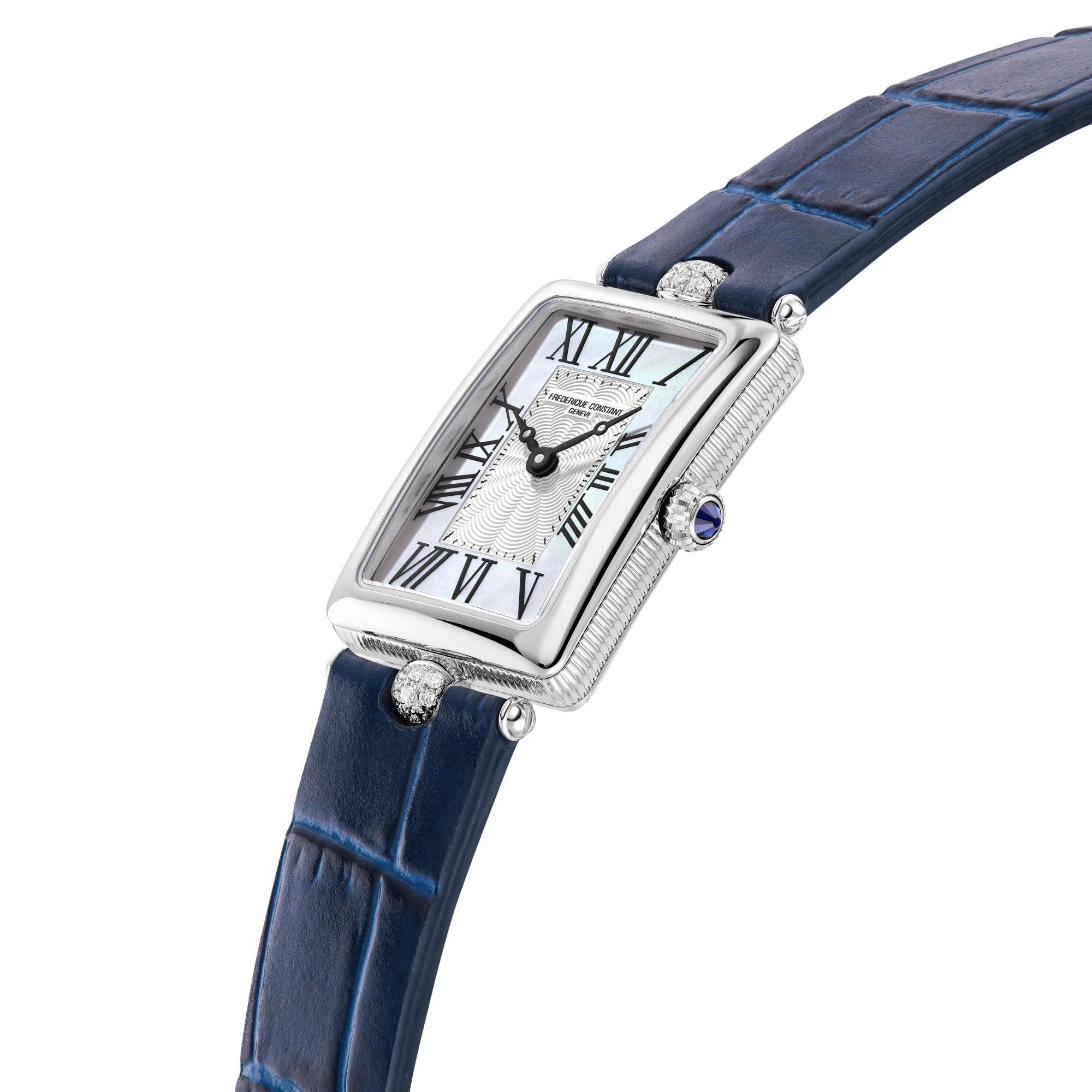 Frederique Constant Classics Art Deco Carree (FC-200MPW2AC2D6) aus Leder, Edelstahl mit Diamant und Perlmutt