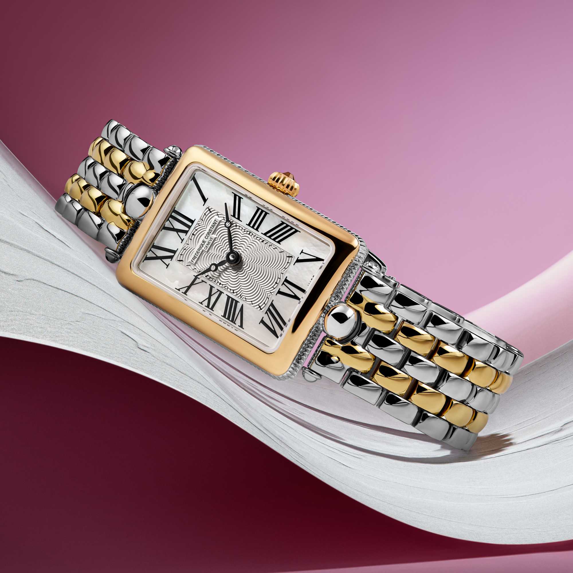 Frederique Constant Classics Art Deco Carree (FC-200MPW2AC3B) aus Edelstahl mit Perlmutt