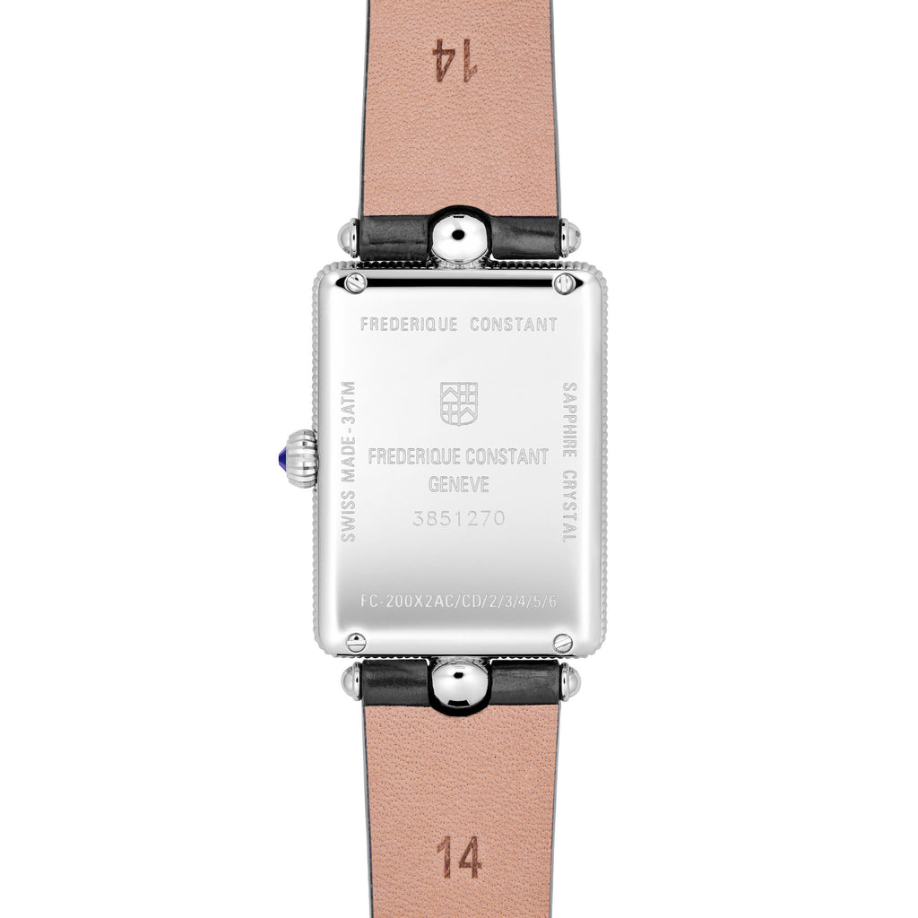 Frederique Constant Classics Art Deco Carree (FC-200MPW2ACD6) aus Leder, Edelstahl mit Diamant und Perlmutt
