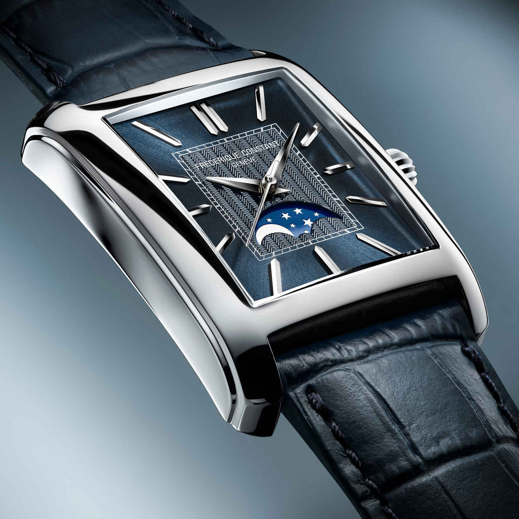 Frederique Constant Classics Carree Moonphase Automatic (FC-333N4C6) aus Leder, Edelstahl