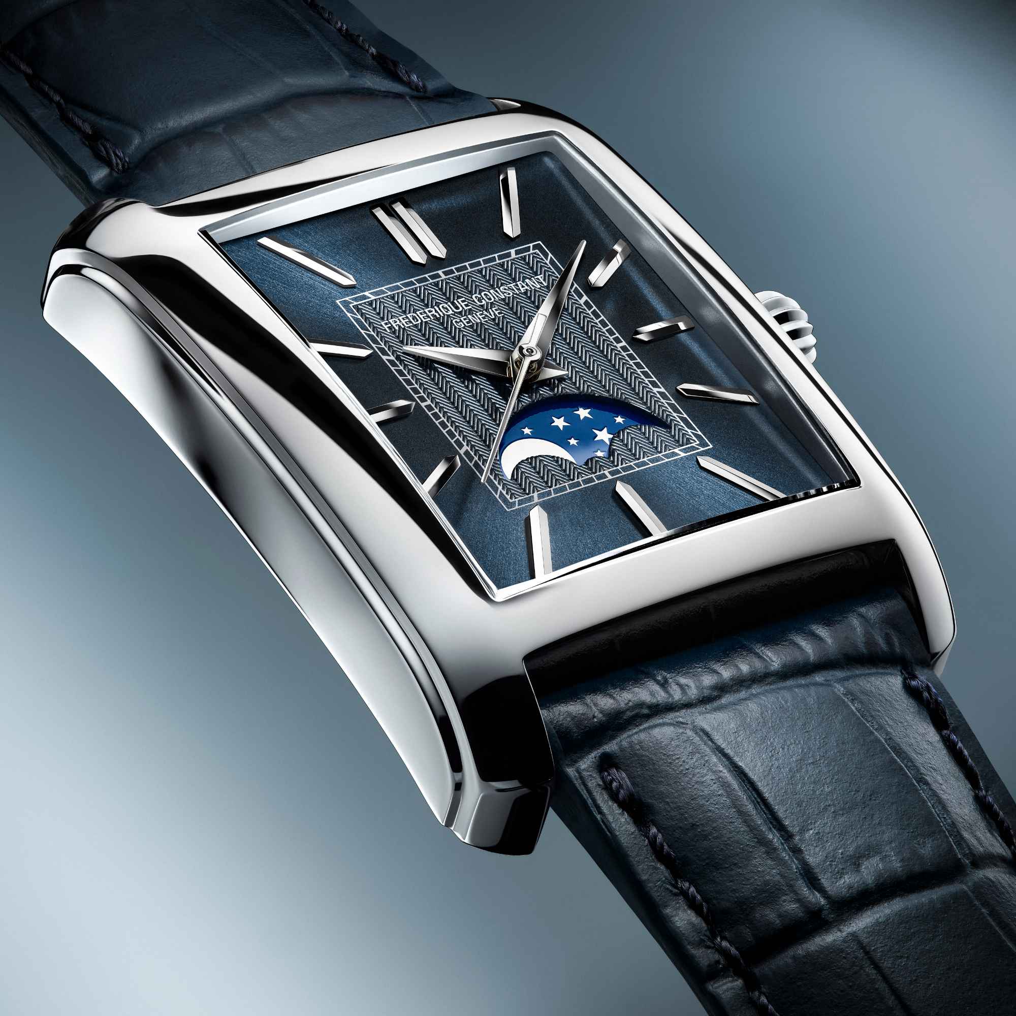 Frederique Constant Classics Carree Moonphase Automatic (FC-333N4C6) aus Leder, Edelstahl