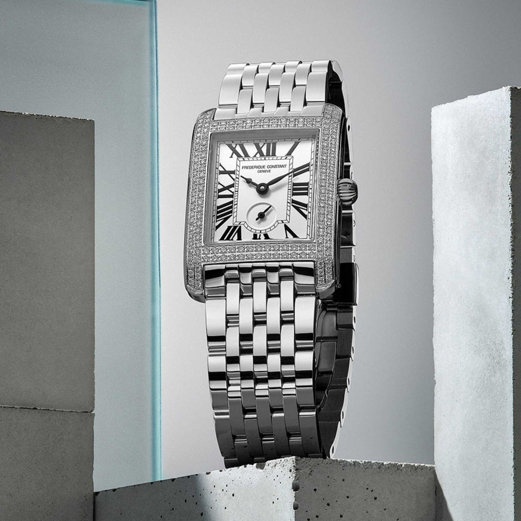 Frederique Constant Classics Carree Small Seconds (FC-235S2CD6B) aus Silber mit Diamant