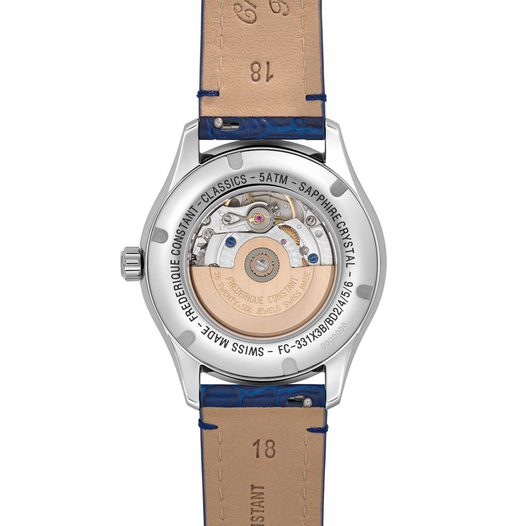 Frederique Constant Classics Elegance Luna (FC-331MPWND3B6) aus Leder, Edelstahl mit Diamant und Perlmutt
