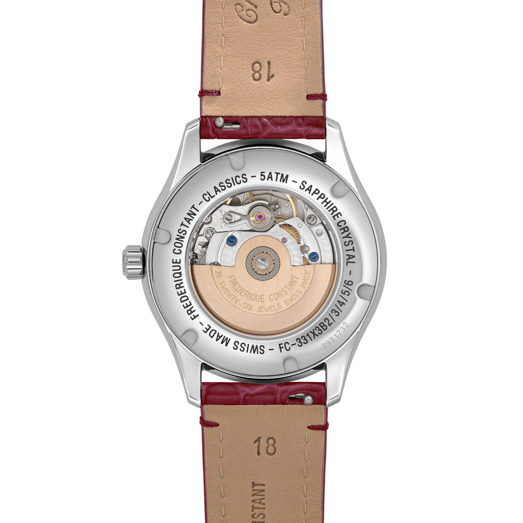 Frederique Constant Classics Elegance Luna (FC-331MPWRD3B6) aus Leder, Edelstahl mit Diamant und Perlmutt