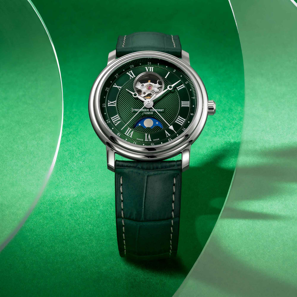 Frederique Constant Classics Heart Beat Moonphase Date (FC-335MCGRW4P26) aus Leder, Edelstahl