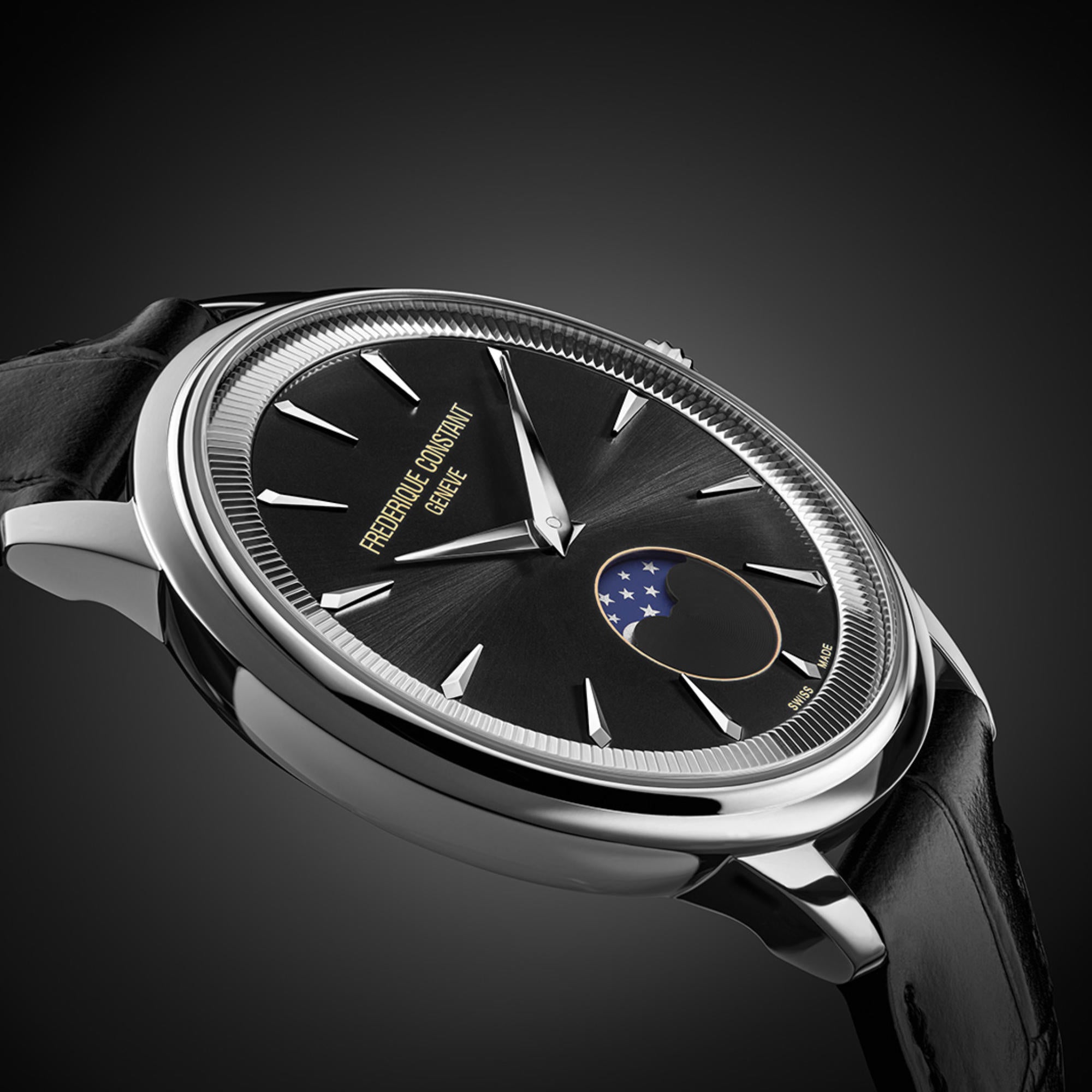 Frederique Constant Classics Moneta Moonphase (FC-206B3S6) aus Leder, Edelstahl