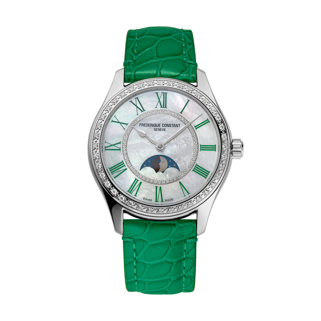 Frederique Constant Elegance Luna (FC-331MPWGRD3BD6) aus Edelstahl mit Diamant und Perlmutt