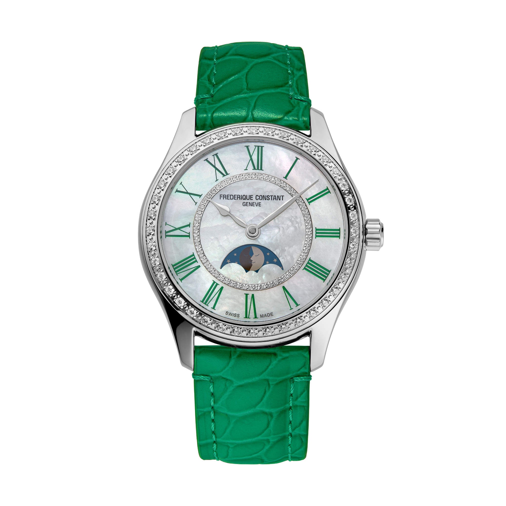 Frederique Constant Elegance Luna (FC-331MPWGRD3BD6) aus Edelstahl mit Diamant und Perlmutt