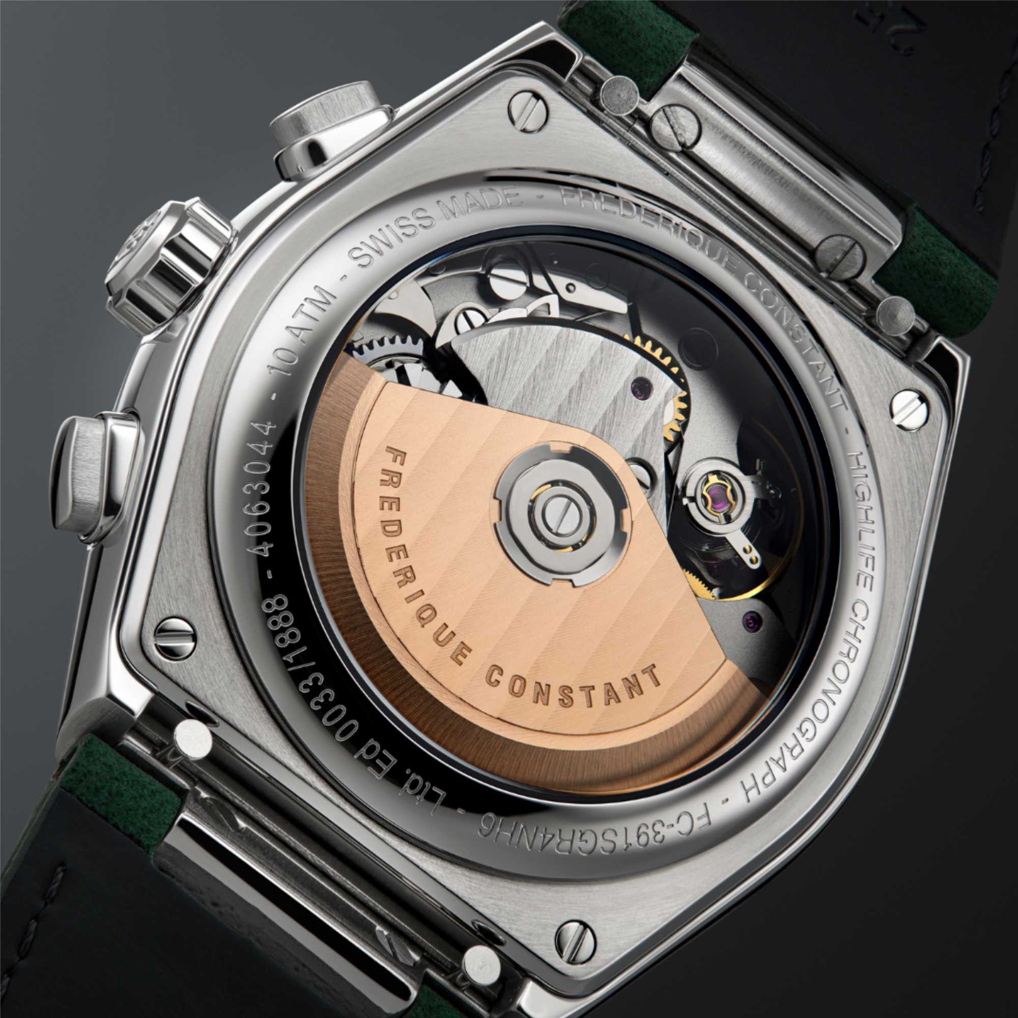 Frederique Constant Highlife Chronograph Automatik (FC-391SGR4NH6) aus Leder, Edelstahl