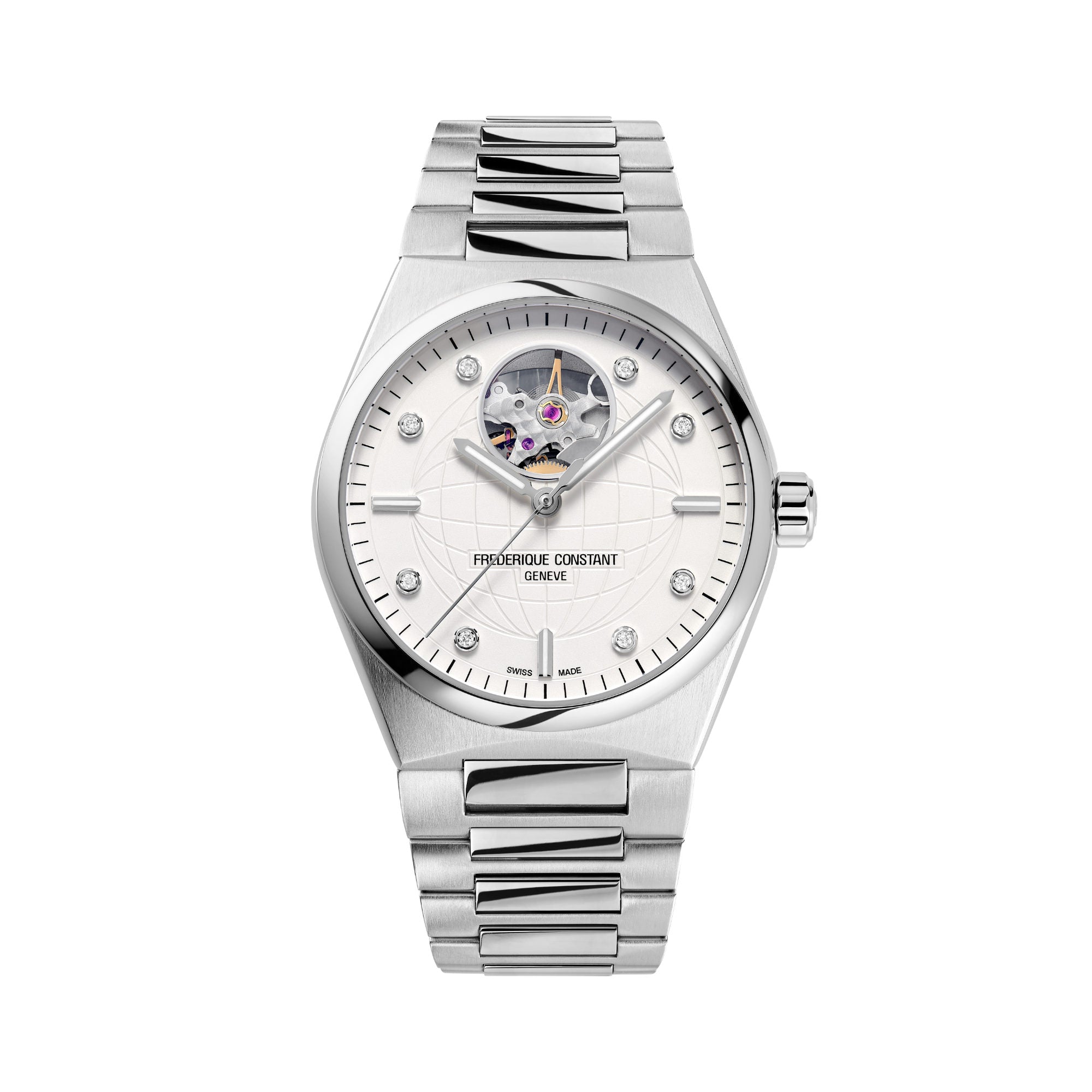 Frederique Constant Highlife Ladies Automatic Heart Beat (FC-310SD2NH6B) aus Silber mit Diamant
