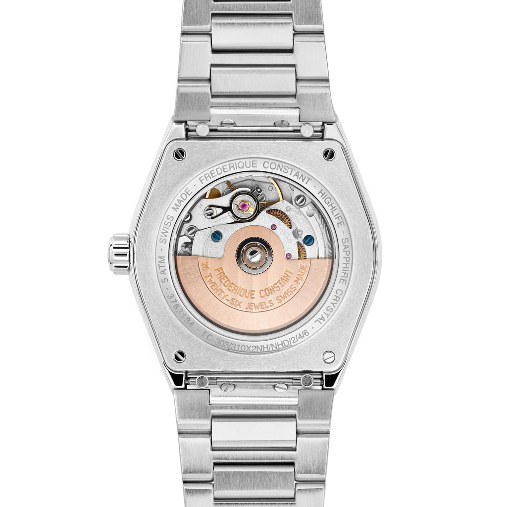 Frederique Constant Highlife Ladies Automatic Heart Beat (FC-310SD2NH6B) aus Silber mit Diamant