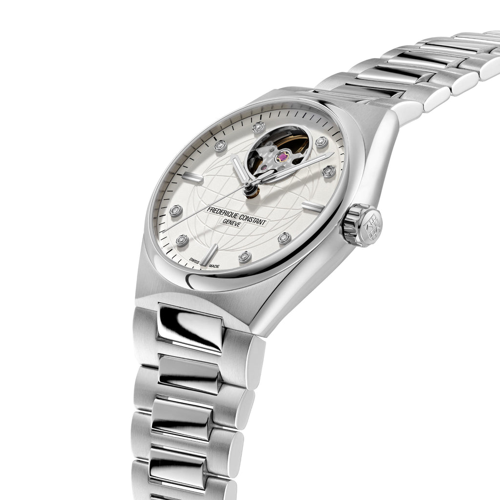Frederique Constant Highlife Ladies Automatic Heart Beat (FC-310SD2NH6B) aus Silber mit Diamant