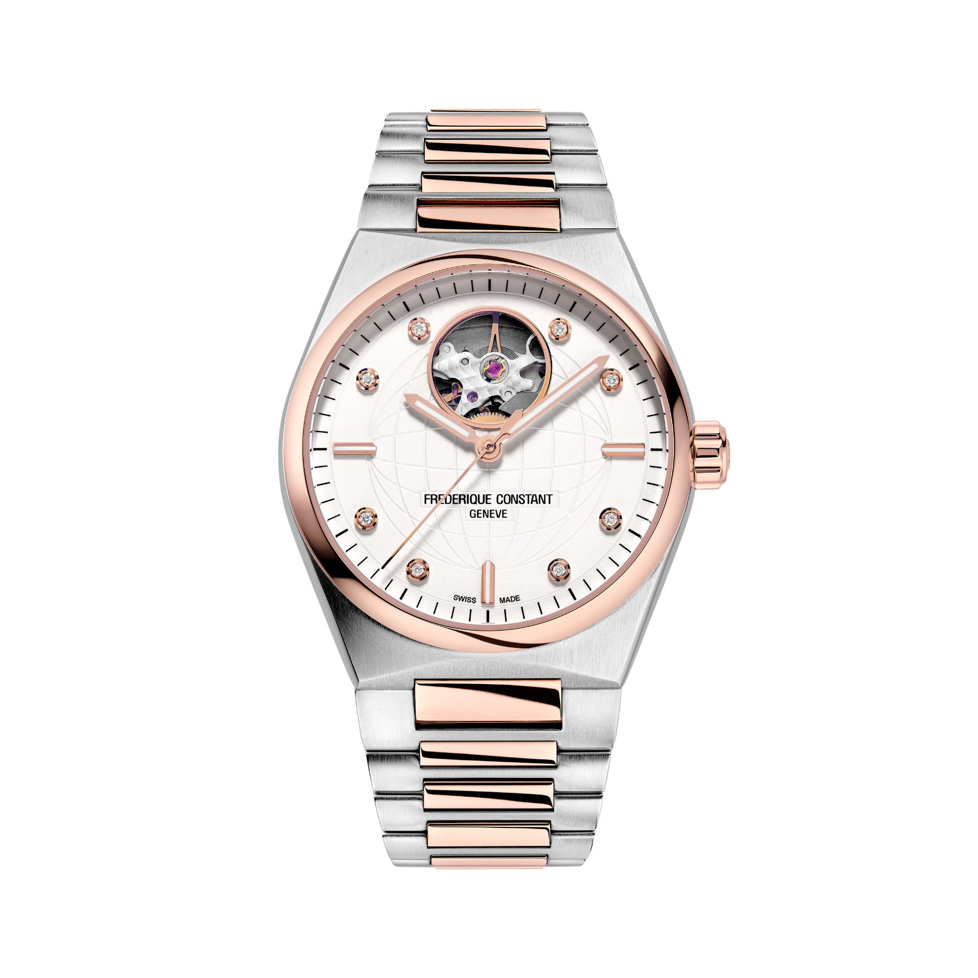 Frederique Constant Highlife Ladies Automatic Heart Beat (FC-310VD2NH2B) aus Silber mit Diamant