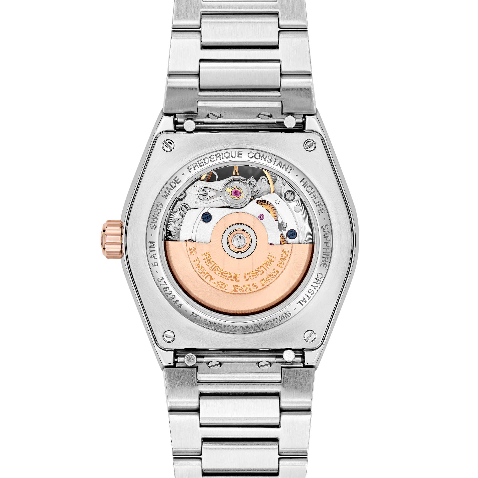 Frederique Constant Highlife Ladies Automatic Heart Beat (FC-310VD2NH2B) aus Silber mit Diamant