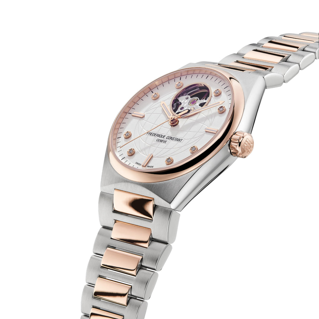 Frederique Constant Highlife Ladies Automatic Heart Beat (FC-310VD2NH2B) aus Silber mit Diamant