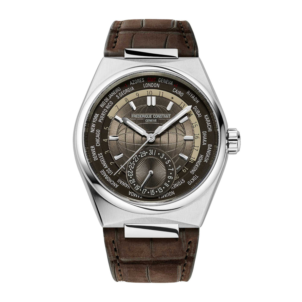Frederique Constant Highlife Worldtimer Manufacture (FC-718C4NH6) aus Leder, Edelstahl