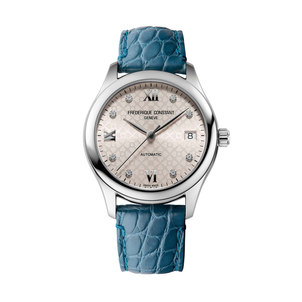Frederique Constant Ladies Automatic (FC-303LGD3B6) aus Leder, Edelstahl mit Diamant