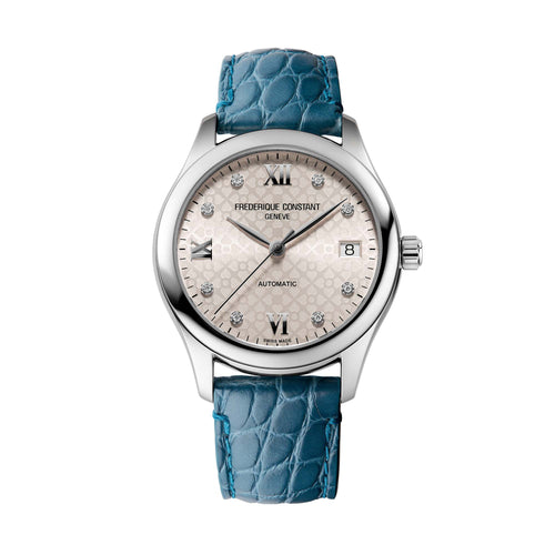 Frederique Constant Ladies Automatic (FC-303LGD3B6) aus Leder, Edelstahl mit Diamant