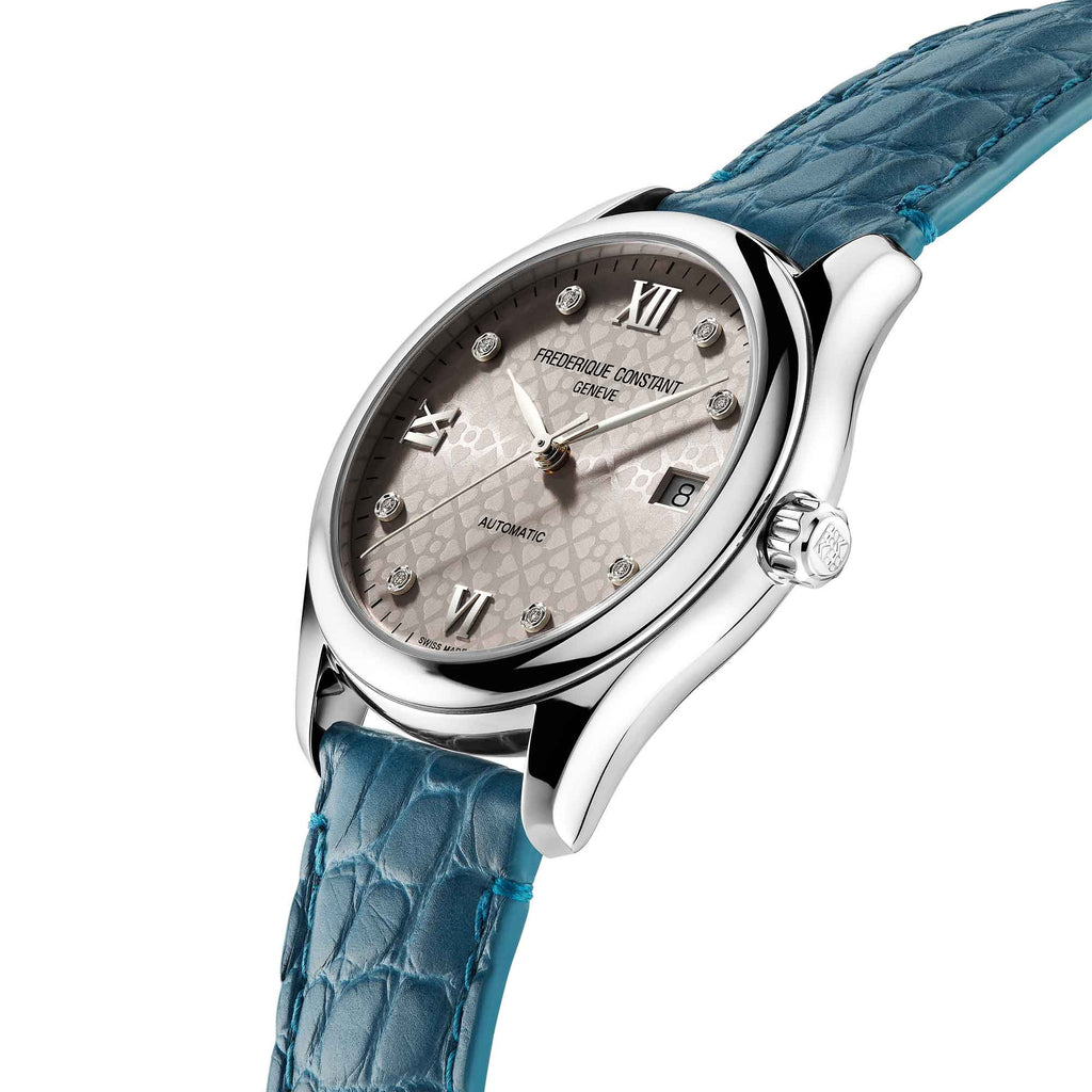 Frederique Constant Ladies Automatic (FC-303LGD3B6) aus Leder, Edelstahl mit Diamant