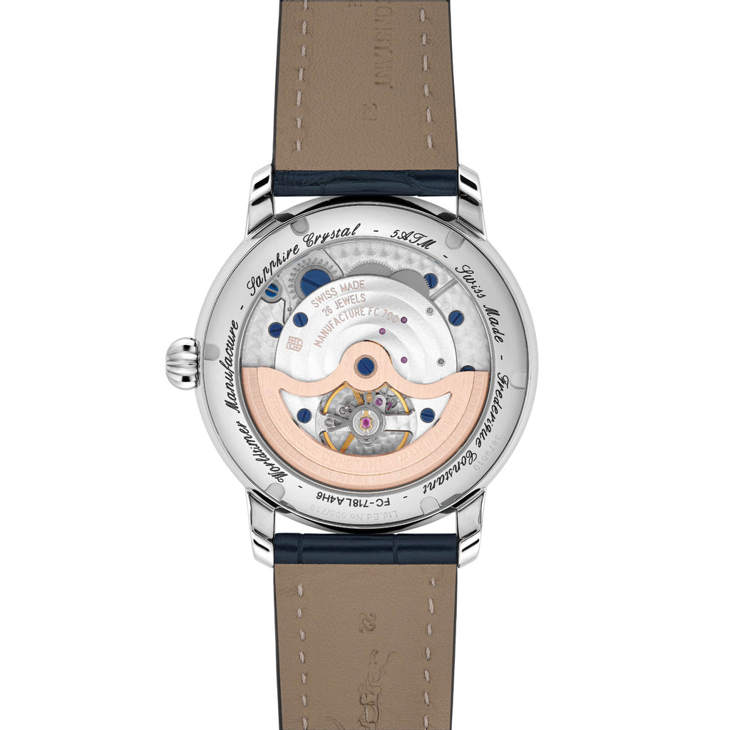 Frederique Constant Manufacture Classic Worldtimer (FC-718LA4H6) aus Leder, Edelstahl