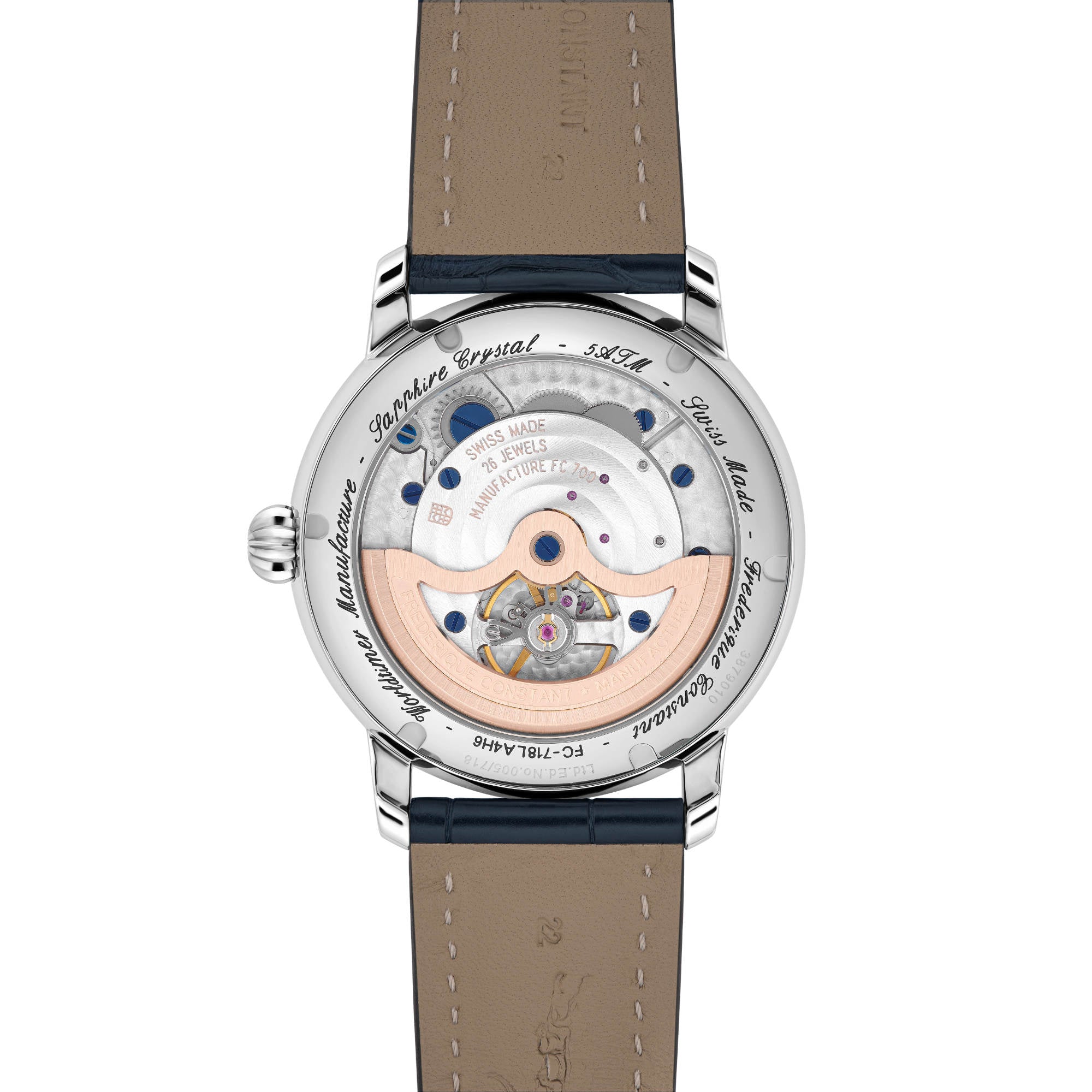 Frederique Constant Manufacture Classic Worldtimer (FC-718LA4H6) aus Leder, Edelstahl