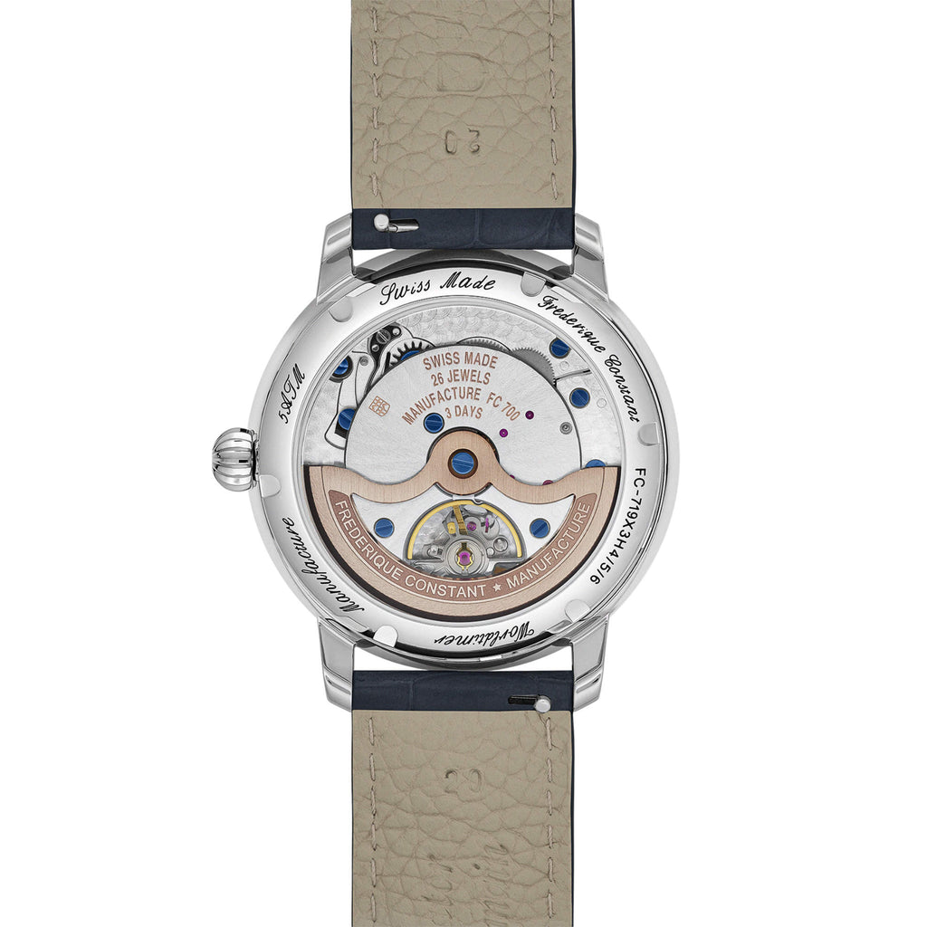 Frederique Constant Manufacture Classic Worldtimer (FC-719BLW3H6) aus Leder, Edelstahl