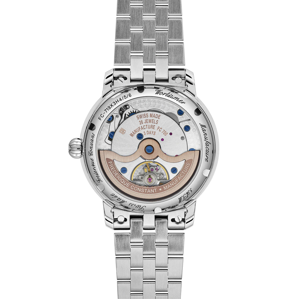 Frederique Constant Manufacture Classic Worldtimer (FC-719NN3H6B) aus Edelstahl