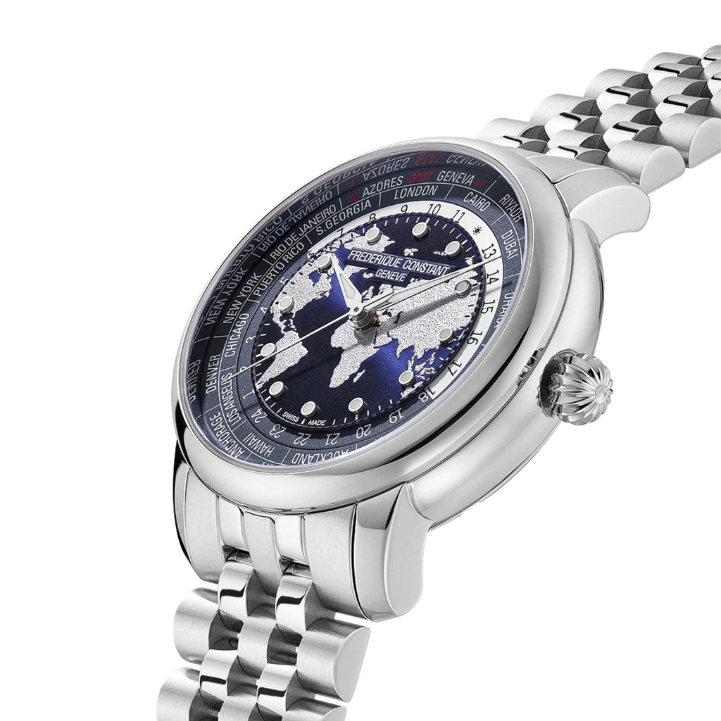 Frederique Constant Manufacture Classic Worldtimer (FC-719NN3H6B) aus Edelstahl