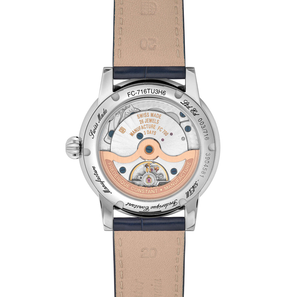 Frederique Constant Manufacture Classics Moonphase Date (FC-716TU3H6) aus Leder, Edelstahl mit Türkis