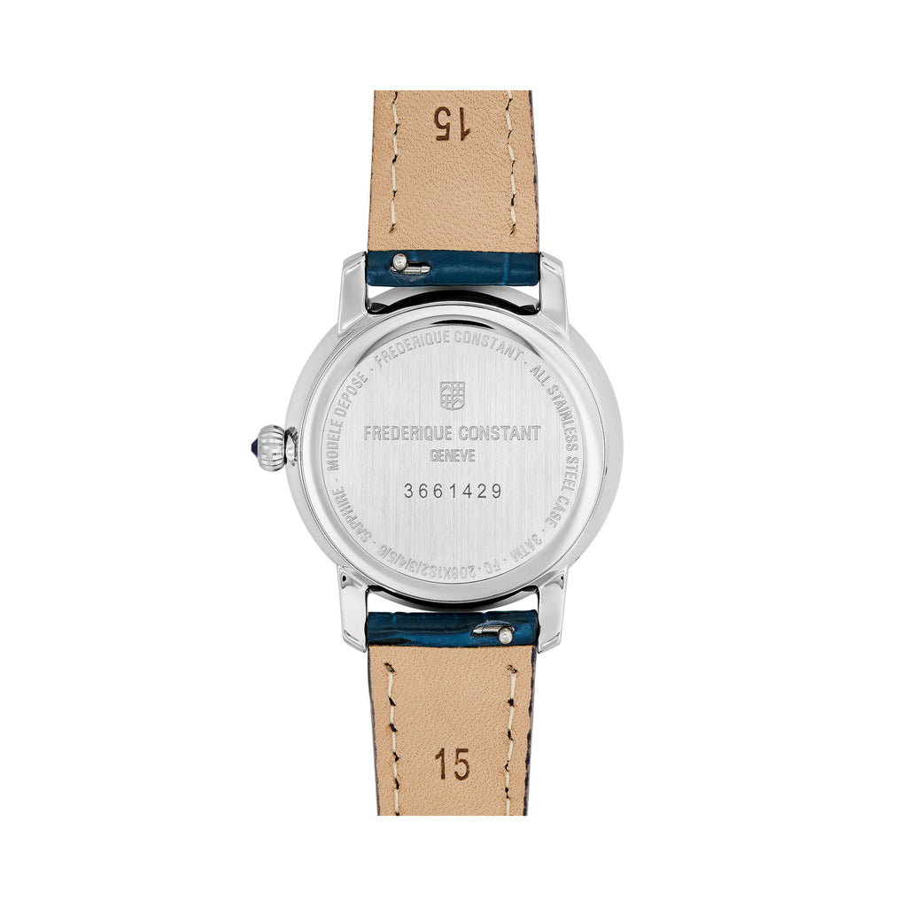 Frederique Constant Slimline Moonphase (FC-206MPWD1S6) aus Edelstahl mit Diamant und Perlmutt