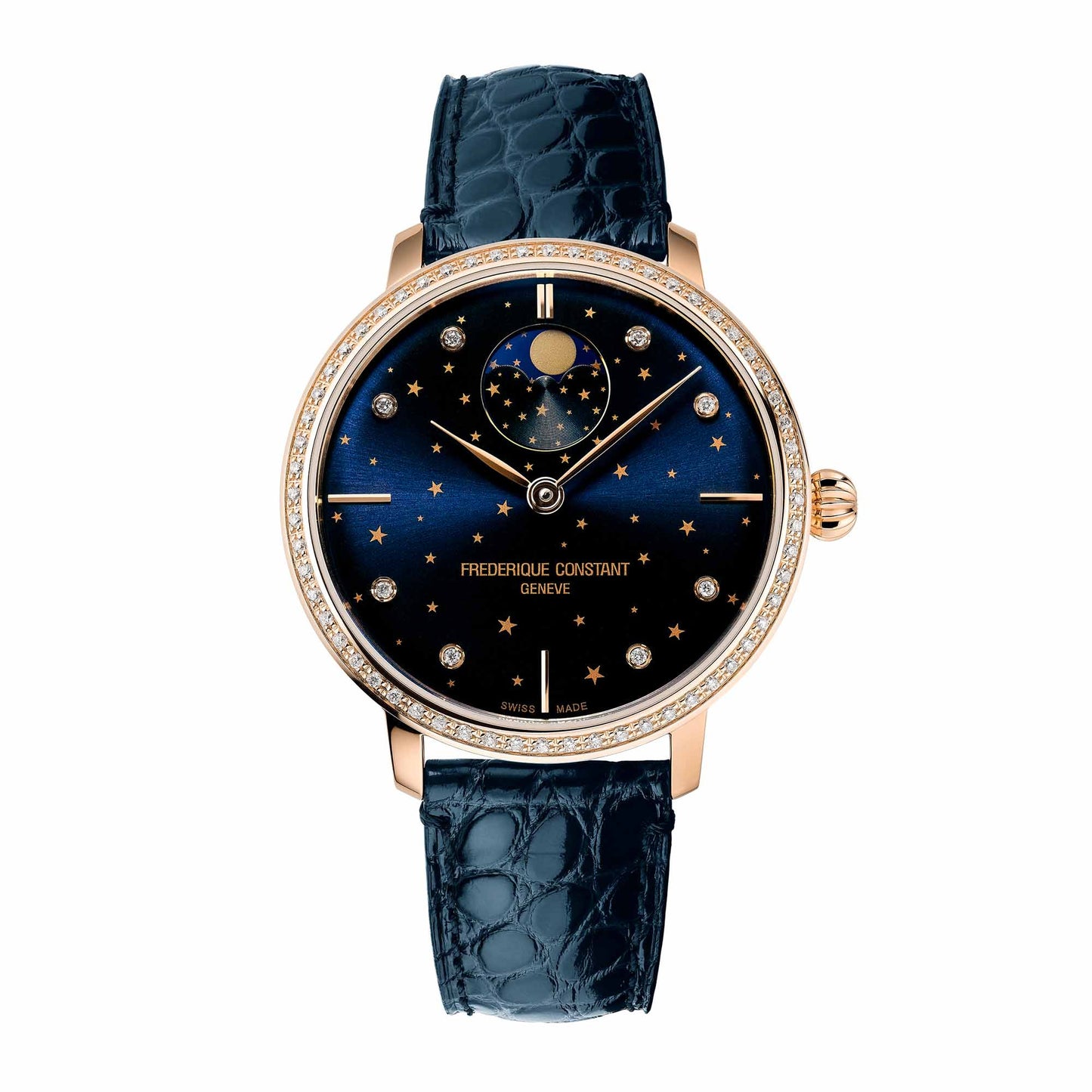 Slimline Moonphase Stars Manufacture, Roségold • Diamant von Frederique Constant (FC-701NSD3SD4)