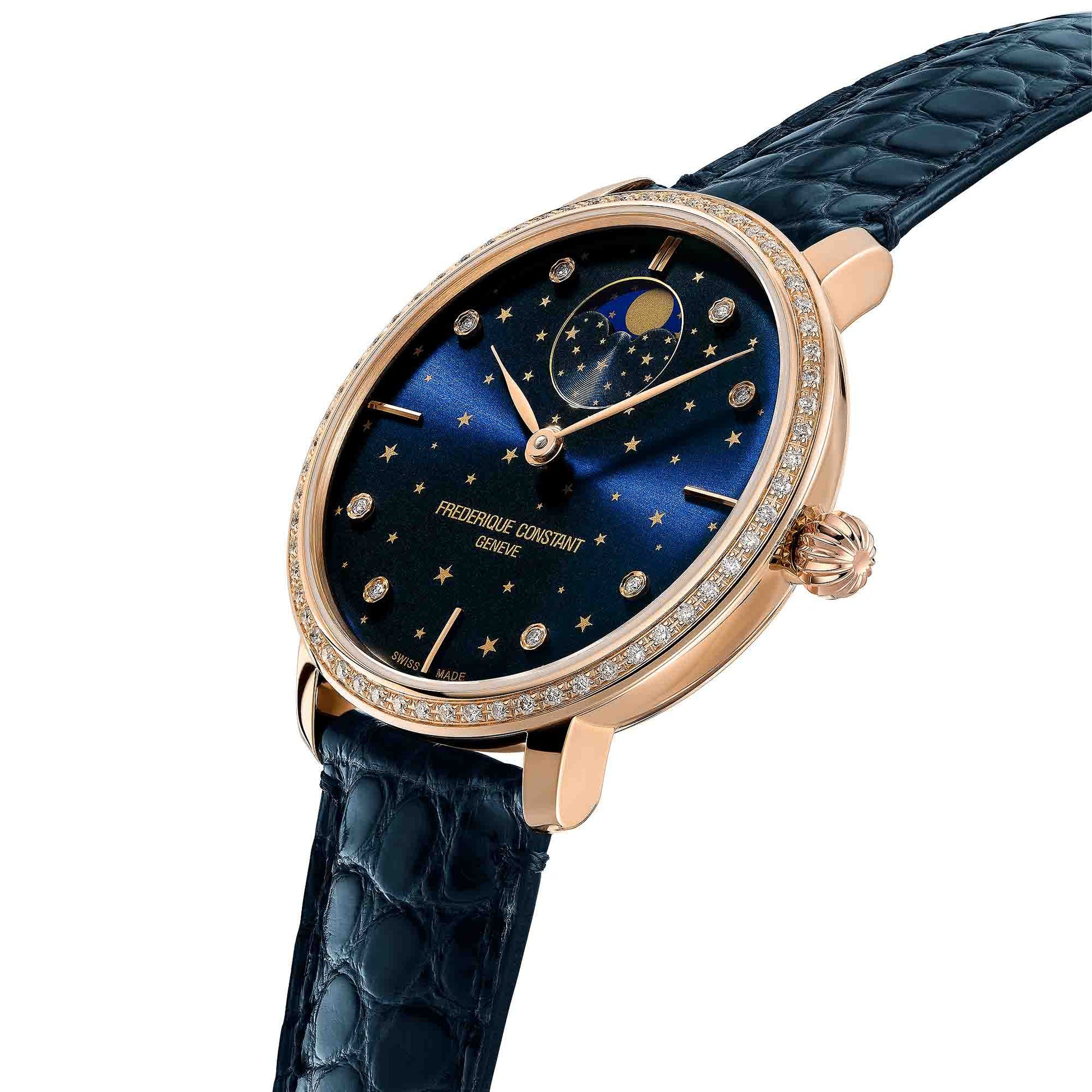 Slimline Moonphase Stars Manufacture, Roségold • Diamant von Frederique Constant (FC-701NSD3SD4)
