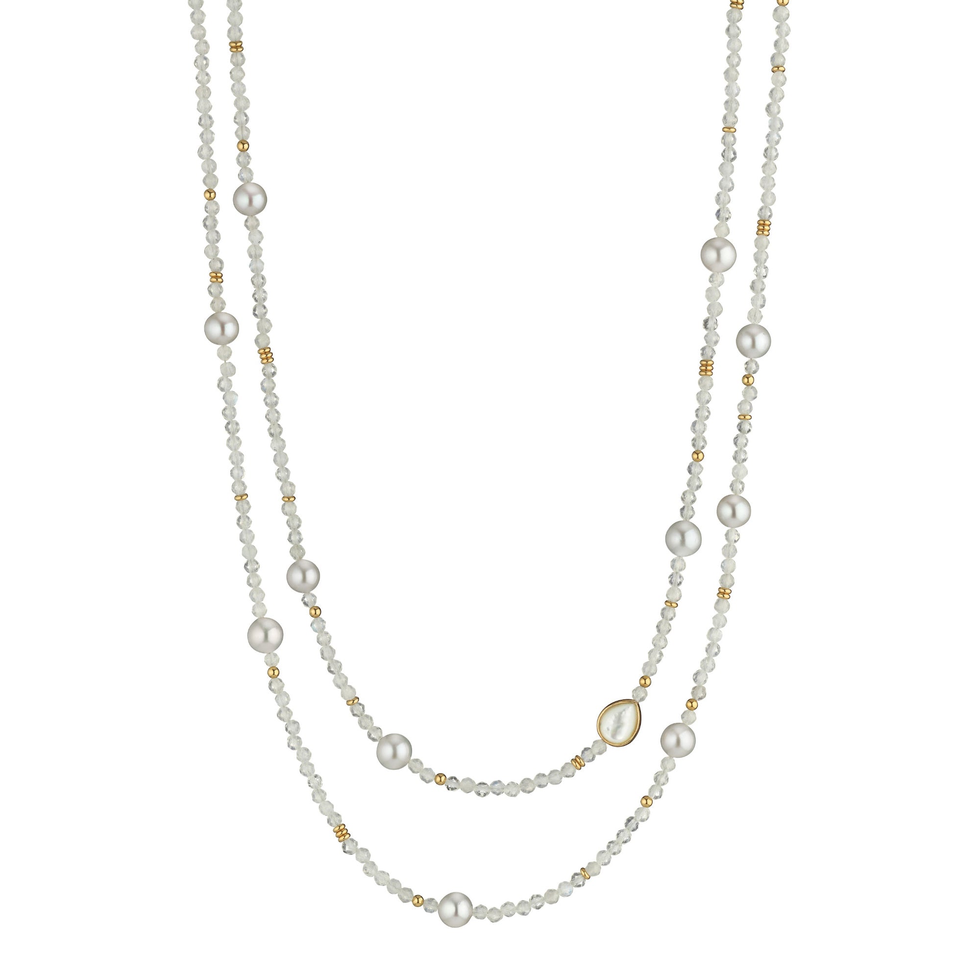 Gellner Big Bang Collier (2-81692-01) aus Gelbgold mit Mondstein und Perlmutt