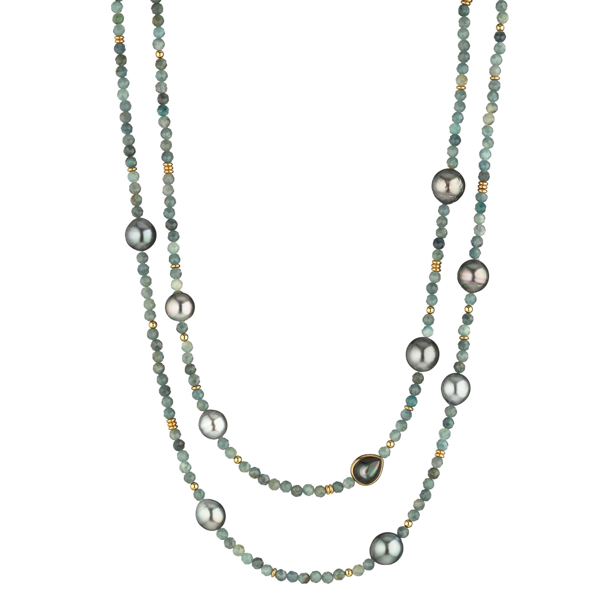 Gellner Big Bang Collier (2-81694-01) aus Gelbgold mit Perlmutt und Turmalin