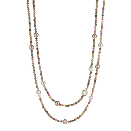Gellner Big Bang Collier (2-81695-01) aus Gelbgold mit Perlmutt und Turmalin