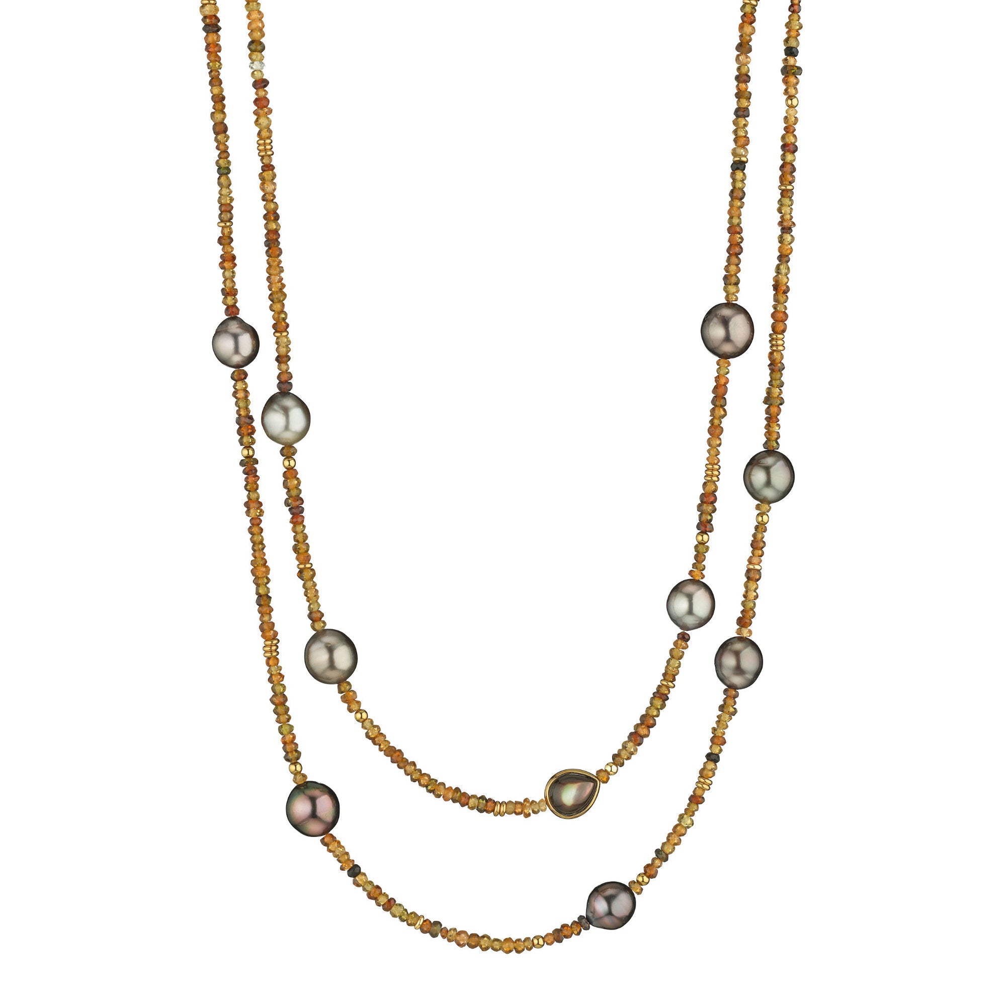 Gellner Big Bang Collier (2-81696-02) aus Gelbgold mit Perlmutt und Turmalin