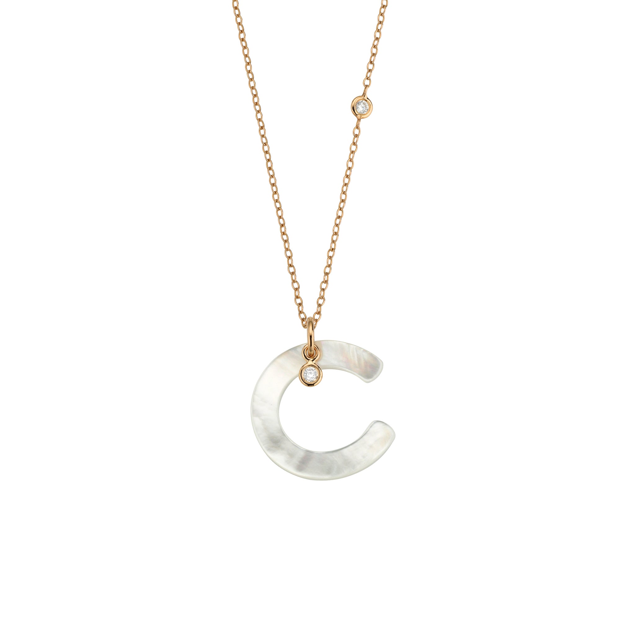 Gellner Love Letters Collier (2-81713-03) aus Roségold mit Diamant und Perlmutt