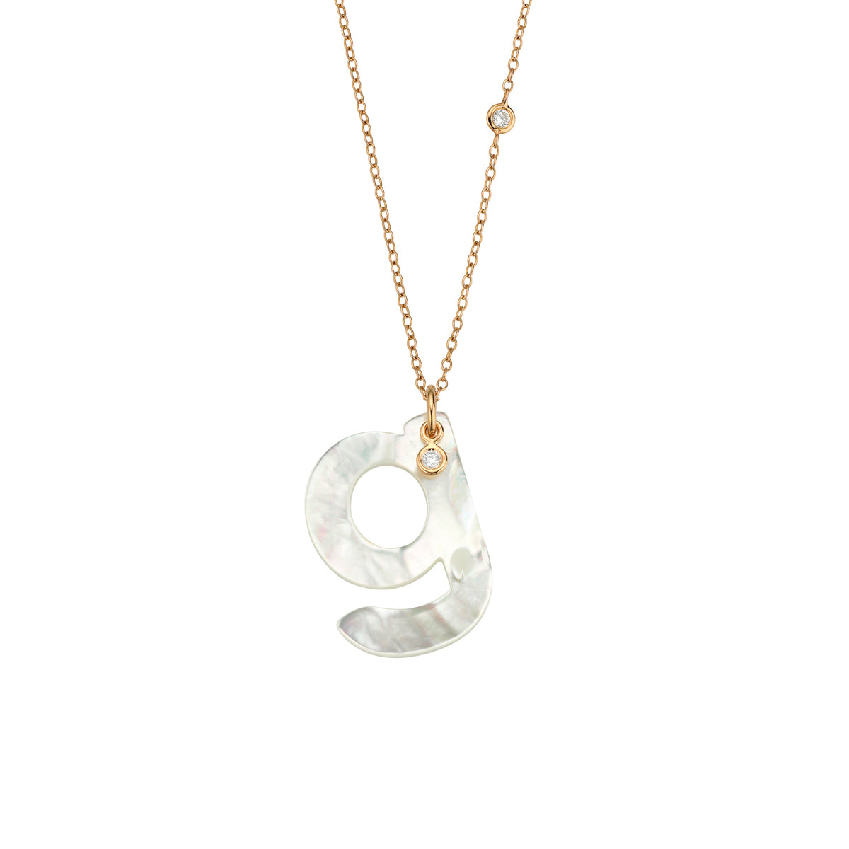 Gellner Love Letters Collier (2-81713-07) aus Roségold mit Diamant und Perlmutt