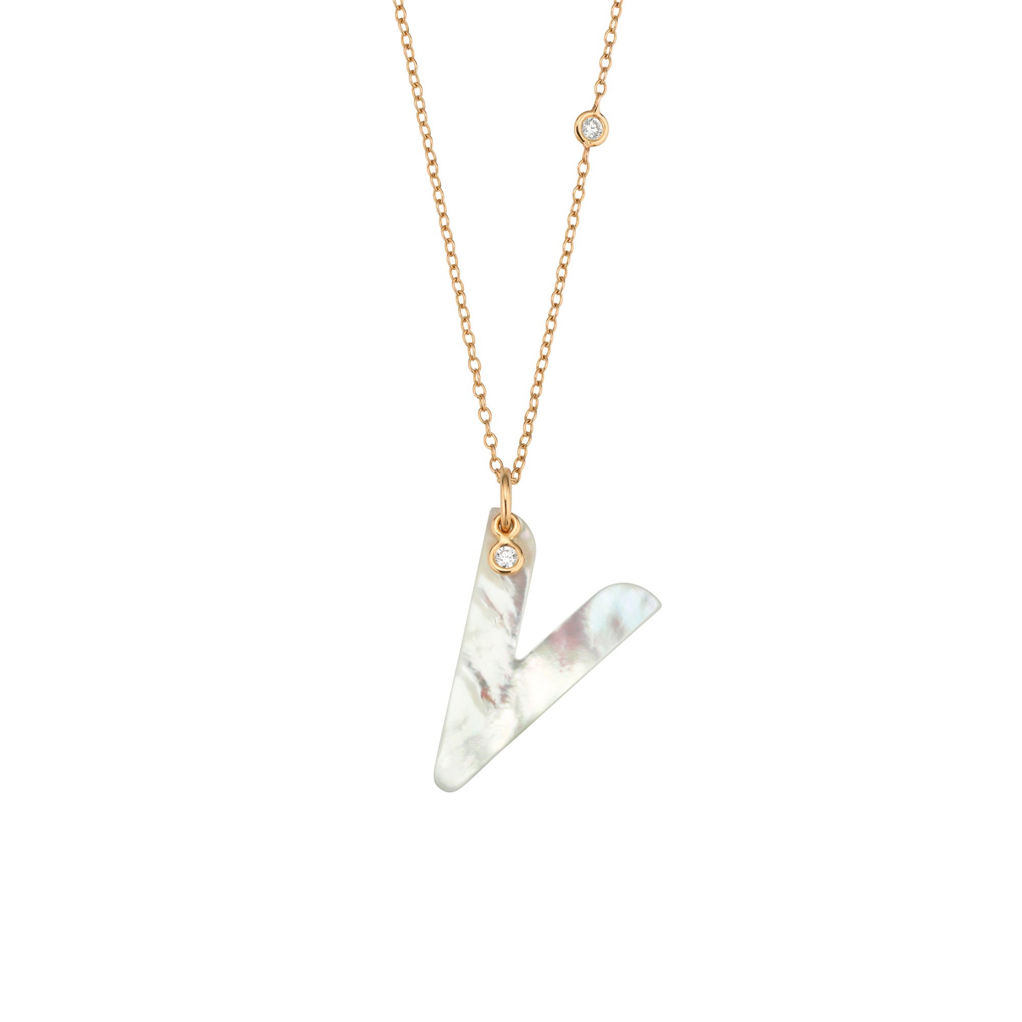 Gellner Love Letters Collier (2-81713-22) aus Roségold mit Diamant und Perlmutt