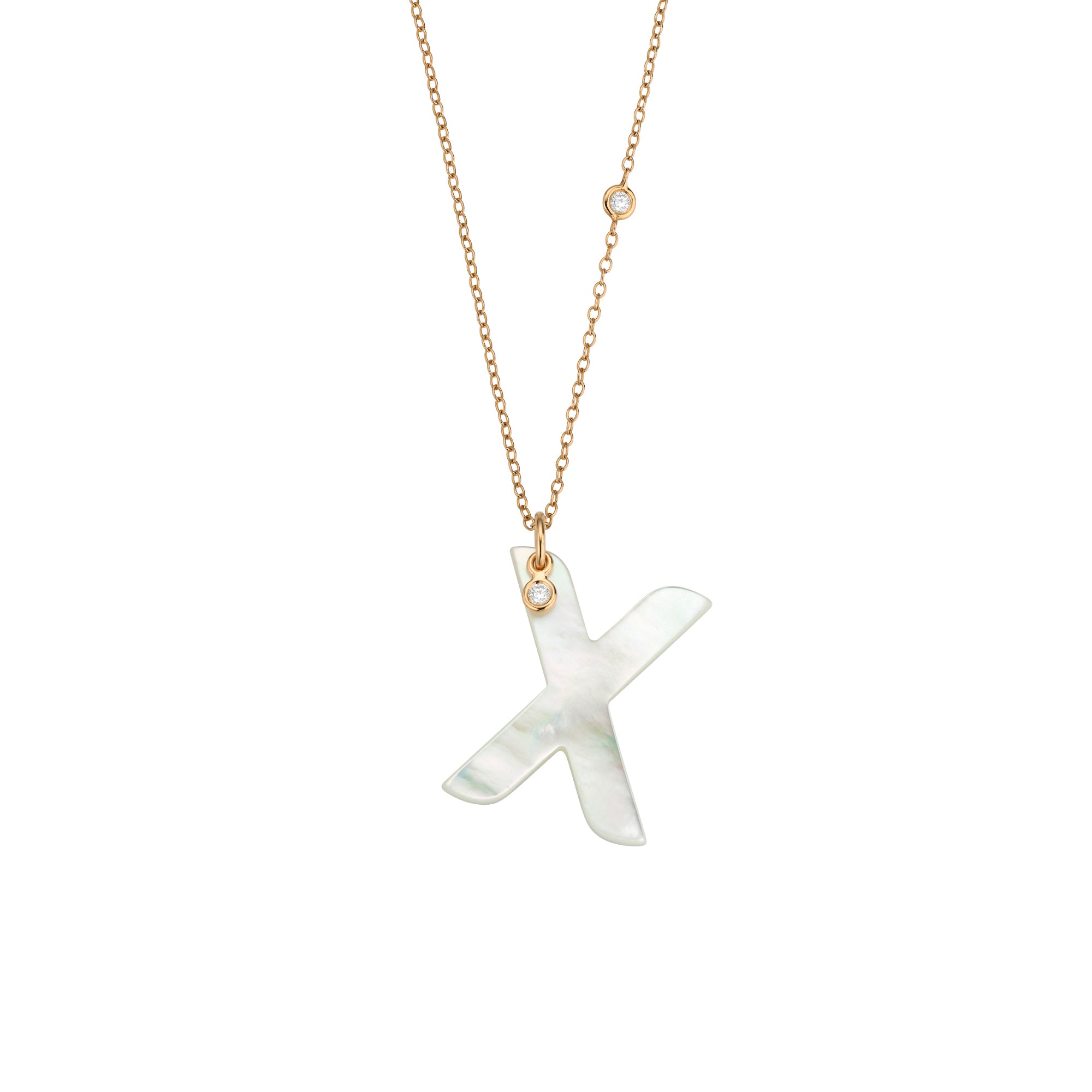 Gellner Love Letters Collier (2-81713-24) aus Roségold mit Diamant und Perlmutt