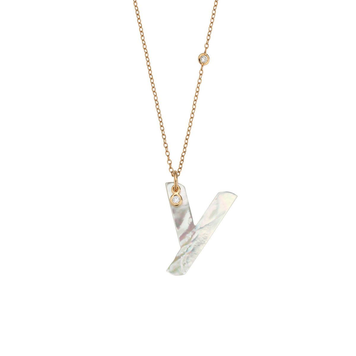 Gellner Love Letters Collier (2-81713-25) aus Roségold mit Diamant und Perlmutt