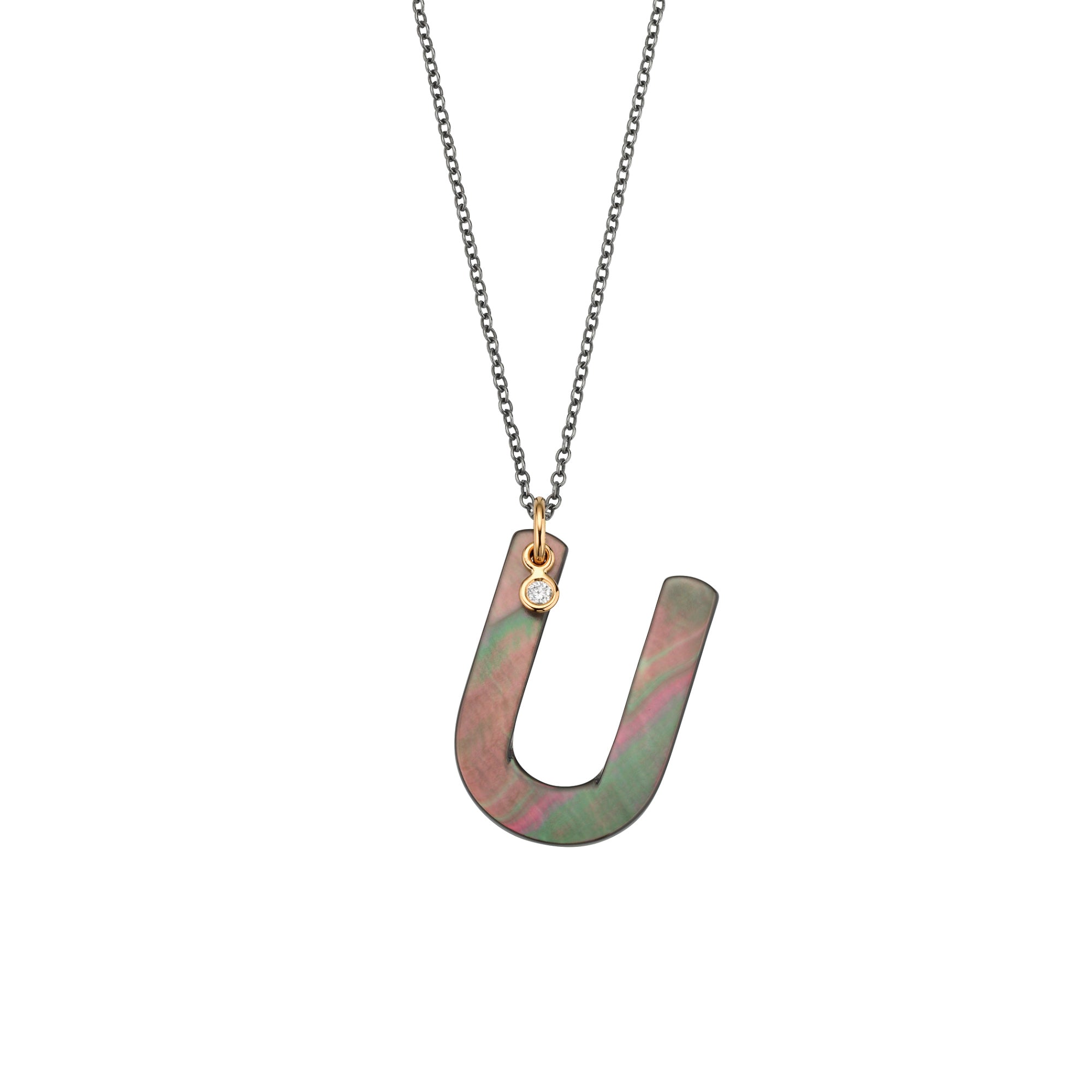 Gellner Love Letters Collier (2-81714-21) aus Bicolor-Gold mit Diamant und Perlmutt